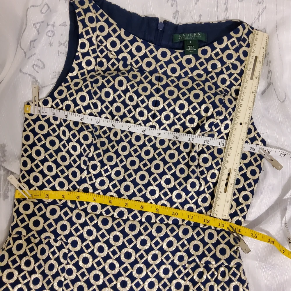 LAUREN Ralph Lauren Geometric Print Fit And Flare Sleeveless Boat Neck Size 2 - Picture 4 of 10